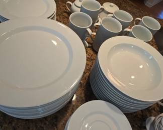GREAT set of plain white china for 8