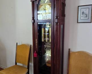 Ethan Allen Mahogany Grandfather Clock w/Ridgeway interior workings w/5 chimes! Dated 5/1969, W. Germany