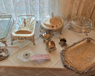 Silver plated Casserole dishes w/Pyrex insert
