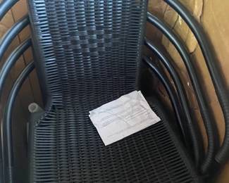 Rattan Edging and 4 Rattan Stack Chairs