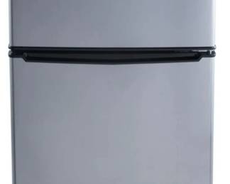 Galanz 3.1 Cu ft Two Door Mini Fridge with Freezer, Stainless, Estar, New