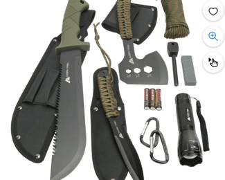 Ozark Trail 12 Pack Camping Tool Set with Flashlight, Machete, Knife & work sharpener
