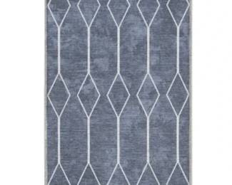 Nicole Curtis Machine Washable Series 1 Geometric Navy 2' x 6' Area Rug (2x6)
