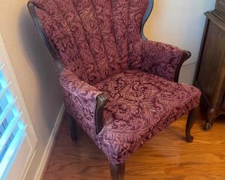 2 matching Paisley Wing-Back Chairs for Sale