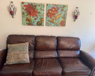 Gallery Furniture 3 Cushion Leather Recliner Couch