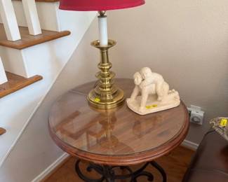 Wooden glass cover side Table               LOTS of all kinds of Lamps for Sale