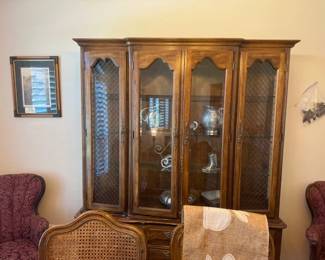 China Cabinet and Dining Table seats 6 2 leaves