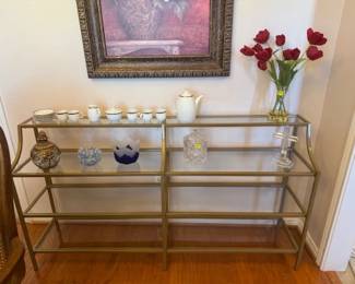 Metal and Glass wall  8 shelf  for displaying your glassware and China Pieces