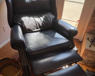 Dark Navy Leather Recliner