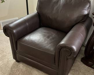 Full grain leather occasional chair with nailhead trim (2 of 2)