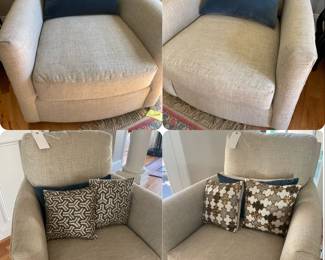there are 4 matching swivel upholstered chairs