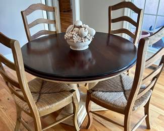 46” round table with 4 rush seat chairs