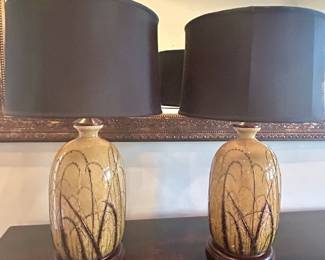pair of matching pottery lamps