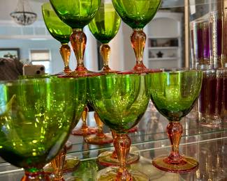 Lots of colorful stemware