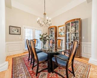 Glass top table 7’4” by 4’2”