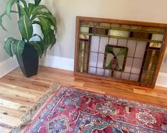 Karastan rug 8’9”” by 12’7” & stained glass window