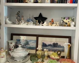 100s of pieces of glassware & china (Fenton, Lladro, satin glass, carnival, etc)
