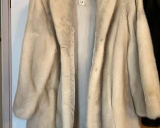 #166	white mink jacket size medium by Yeildings 	 $100.00