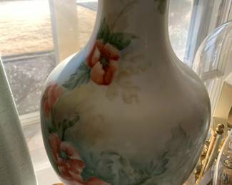 #170	hand painted lamp with shade  	 $40.00