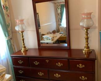 #14	dresser 7 drawer  64x18x32 mirror 29x52	 $125.00