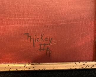 #161	Original poppies  painting by Mickey Opp in gold frame 	 $75.00