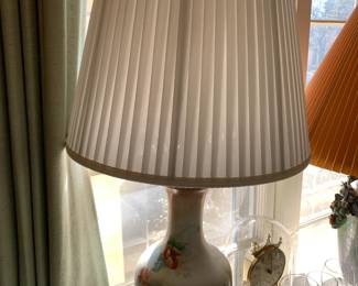 #170	hand painted lamp with shade  	 $40.00