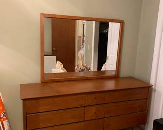 #7	mid century dresser 64x18x30 mirror 45x 33	 $175.00