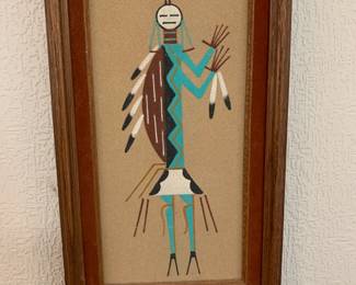 #44	original sand painting of Indians sold as set of 2  (8x14 &15x15)	 $30.00