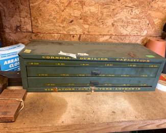 #117	vintage Cornell Dubilier compressor metal box 	 $95.00