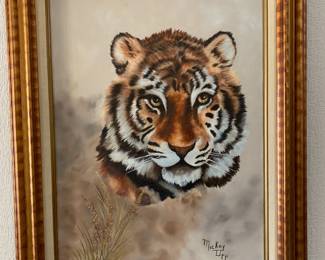 #42	original tiger painting by Mickey Opp 25x31	 $75.00