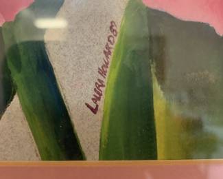 #46	original Laura Howard painting of pink iris 22x26	 $75.00