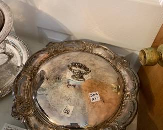 #188	3 piece silver serving dish 	 $21.00