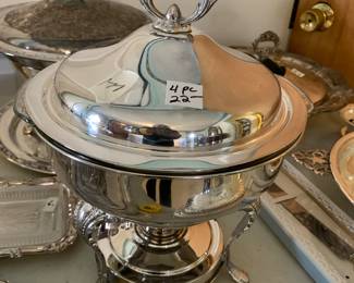 #177	Silver 4 piece serving set 	 $22.00