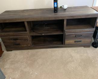 #40	laminate console with 2 drawers 63x19x25	 $30.00