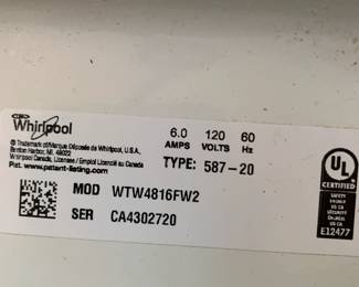 #69	Whirlpool washer dryer 	 $200.00