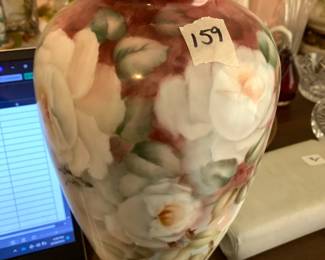 #159	hand painted by Mickey Opp rose ceramic vase 	 $30.00