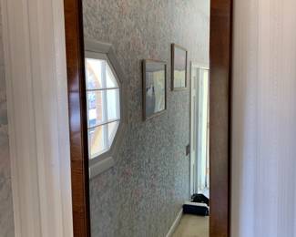 #47	entry display cabinet with mirror and glass shelf 32x11x29 mirr 19x40	 $75.00
