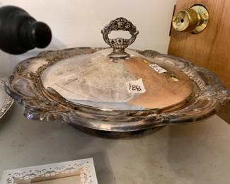 #188	3 piece silver serving dish 	 $21.00