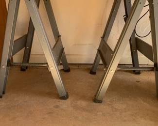 #87	iron horse metal portable saw horse pair 26 tall 	 $35.00