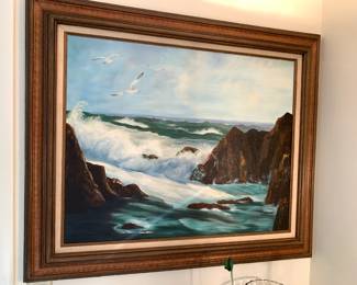 #169	original painting of sea shore framed	 $80.00