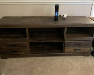 #40	laminate console with 2 drawers 63x19x25	 $30.00