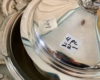 #177	Silver 4 piece serving set 	 $22.00