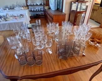 Vintage Glassware.  Etched. Cristal. Vintage Tupperware
