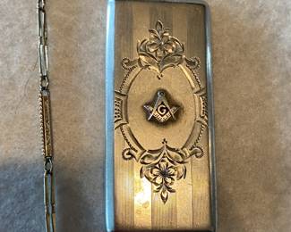 Nice sterling Masonic locket on a watch chain.