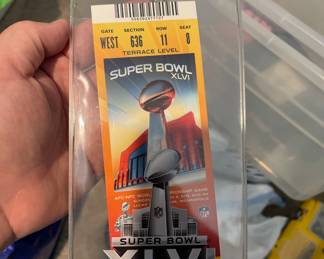 2012 Super bowl ticket stub NYG vs NE pats.