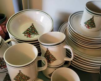 Christmas china set with glasses