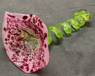 Vintage Signed Purple Art Glass Flower Figural
