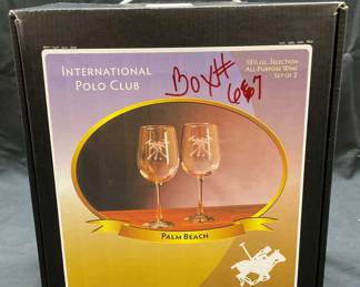 Intrntl Polo Club Palm Beach Wine Glasses NIB
