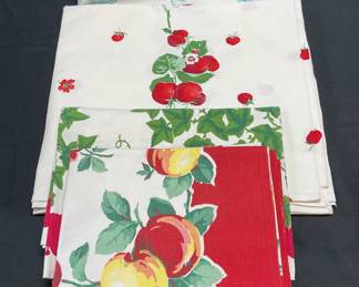 Group Lot Fruit Botanical Print Table Linens

