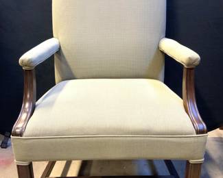 Vintage Upholstered End Chair W Wood Frame
